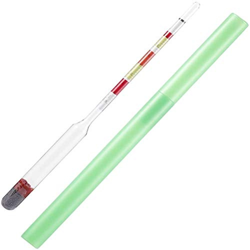 AUNMAS Hydrometer Alkohol, Triple Scale Glas Alkoholmätare Brix Meter Liten Ficka Alkoholtestare för Hembryggning Vinöl (Blandad färg)