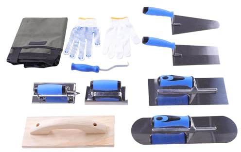 Garosa Kit de Herramientas de Albañilería, Juego de Albañilería de 10 Piezas con Paletas de Esquina, Paleta de Ladrillo, Barra de Refuerzo, Gancho, Bolsa de Almacenamiento