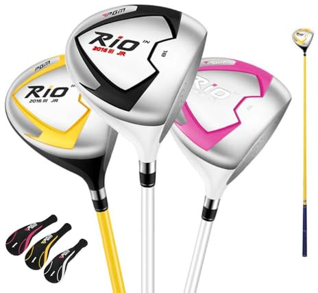 Golf Driver 18 Degree with Graphite Shaft #1W Golf Club Wood Right Hand for Boys Girls Beginners Fairway Wood Training with Headcover (Yellow,Age 9-12)