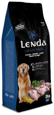 Lenda Grain Free Light y Senior 2kg - Pienso Hipoalergenico para Perro Bajo en Grasa Sin Cereales - Pienso sin Grano para Digestion Sensible - con Probioticos y Condroprotectores para Articulaciones