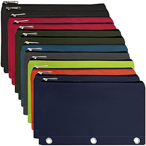 Trail maker 24 Pencil Pouches for 3 Ring Binder Bulk Pencil Bags with Zipper, Large Binder Pencil Pouch Bundle for School, Offices, Budgeting (24 Pencil Cases in 8 Colors)