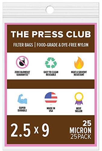 The Press Club 25 Micron 2.5 x 9 Premium Nylon Tea Filter Bags 25 Pack