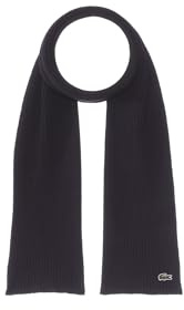 Lacoste Solid ribbed ullscarf, marinblå 166, en storlek dam, Marinblå 166, One size