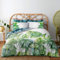 Lions Tropical Leaves Bedding Set - 3 Piece Double Duvet Cover Set with Pillowcase, Poly Cotton Reversible Leaf Printed Quilt Covers, Palm Tree Plants Bed Sets, White Green