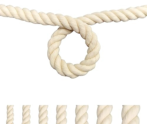 FOSER Cuerda de algodón, hilo de macramé, cordón de algodón para manualidades, proyectos decorativos, juguetes para mascotas (16 mm (10 m)