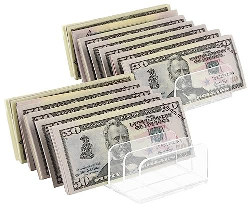 Acryl-Kassenablage, 7 Fächer, Acryl, Geldaufbewahrung, Organizer, transparent, 2 Stück