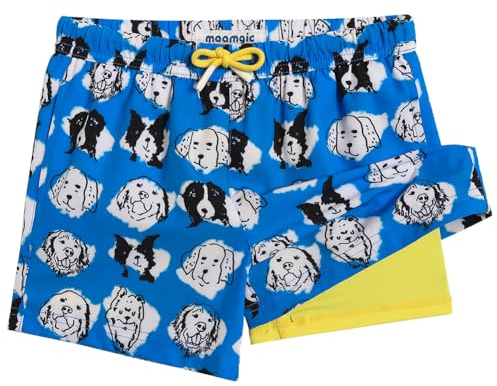 maamgic Boys' 2-in-1 Swimming Shorts with Inner Shorts, Quick-Drying