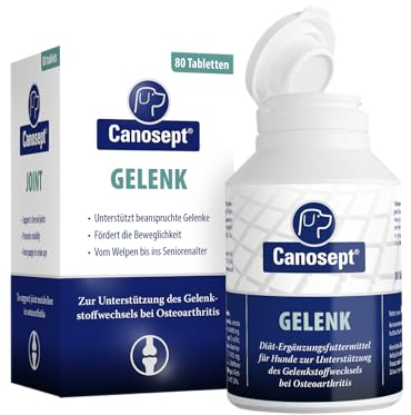 Canosept Gelenktabletten Hund - Einzigartige Rezeptur: Mit Grünlippmuschel, Glucosamin, Kollagen - Hervorragende Akzeptanz - 80 Tabletten