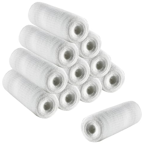 Lot de 12 rouleaux de bandage de gaze 6,1 cm x 4,2 m pour soutien des plaies