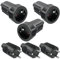 GBKDQQ Lot de 3 paires de fiches Schuko - 250 V - 16 A - IP44 - En caoutchouc - Avec protection anti-torsion - 2 pôles - Extérieur étanche - Noir - Fiche Schuko et raccord en caoutchouc - Sans câbles