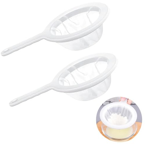 Colador de Nylon Fino,2 Pcs Colador Malla Plastico Colador Fino Colador Cocina Pequeño Tamiz con Mango Filtro de Alimentos para Filtrar Jugo de Frutas Vino Leche Etc(200/400 Mallas)