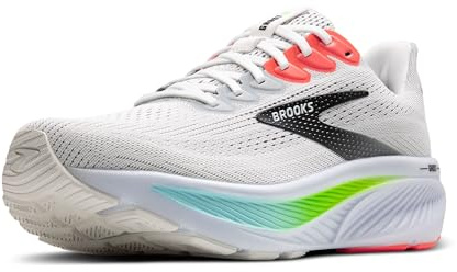 Brooks Men’s Ghost 17 Neutral Running Shoe - White/Pink Clay/Gecko - 10.5 Wide