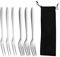 6 Fourchettes À Couverts En Acier Inoxydable Et 1 Sac À Couverts, Fourchettes À Fruits, Fourchettes À Dessert, Fourchettes À Nourriture, Outils De Cuisson, Ustensiles De Cuisine