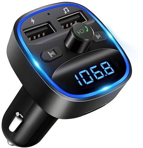 2026 Upgraded FM Transmitter, Bluetooth Wireless 5.0 Adapter with 2 USB Ports Fast Car Charger MP3 Player Support TF Card & Disk- Wireless Bluetooth Radio Adapter Car Kit PD3.0 Type C 20W+QC3.0