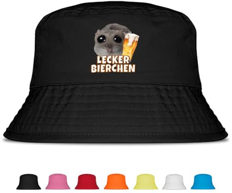 Prozente Momente Lecker Bierchen - Lustiger Fischerhut – Der perfekte Sonnenhut für Herren & Damen – Ideal als Malle-Outfit, Party-Accessoire & Festival-Eimerhut für den Strand | Farbe Schwarz
