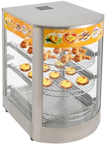 Varmhållningsvitrinskåp i rostfritt stål, 50 l matvärmeskåp, 800 W värmeskåp med 3 hyllor justerbar temperatur 30–85 ℃ för matsalar bagerier kaféer