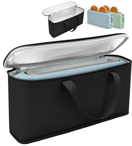 Sac de transport pour grille-pain fin Bella à 2 tranches, sac de transport portable 42 x 12 x 19 cm, sac de voyage étanche et résistant à la chaleur pour machines à pain à 2 tranches avec doublure en