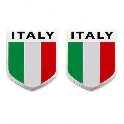 2 x italienska flaggor emblem, 3D-aluminiumklistermärken, metallmärke, väderbeständigt, självhäftande, för bil, motorcykel, husbil och husvagn