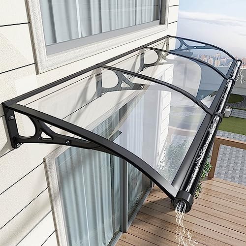 Utomhus vattentät transparent dörrbaldakin – UV-skydd skydd för regn och solljus fram/bakdörr verandaskydd (60 x 320 cm/24 x 126 tum)