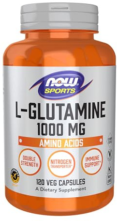 NOW Foods Sports Nutrition, L-Glutamine, Double Strength 1,000 mg, Amino Acid, 120 Veg Capsules