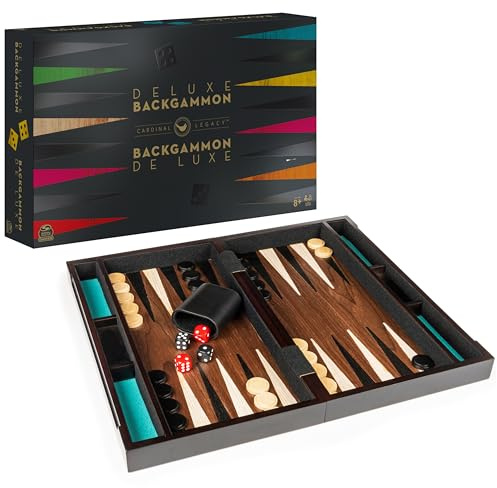 Spin Master Games Legacy Deluxe Wooden Backgammon Classic 2-Player Original Board Game Set with Cups and Dice, for Kids and Adults Aged 8 and up