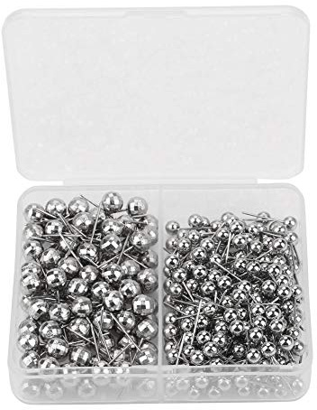 300 st runda kartspetsar pärlhuvud tryckstift för anslagstavla klänningstillverkning sömnad fast märkning praktiskt verktyg (silver)