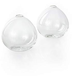 Serene Spaces Living Set of 2 Clear Ball Bud Vase, Vintage Style Vase for Flowers, Measures 4 Tall and 4 Diameter