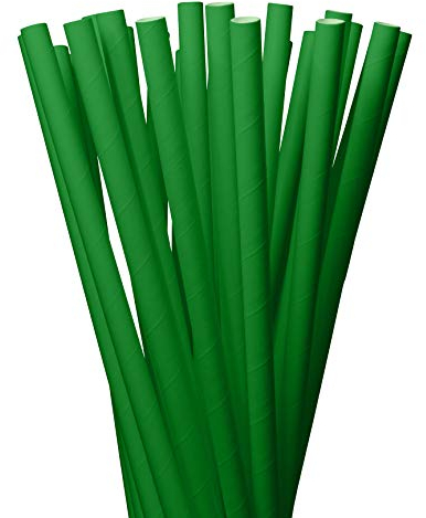 LAGETTO Jumbo Trinkhalme Papier XXL: 8 x 250 mm - 6 Farben 3 Packungsgrößen - Cocktail Strohhalme Papierstrohhalme Papiertrinkhalme (Grün, 100 Stück)
