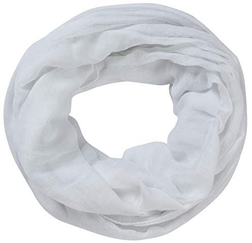 Miobo Loop halsduk crinkle halsduk halsduk enfärgad 70 x 180 cm vår sommar höst rund vit, Vit rund, 180 x 70 cm