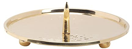 NKlaus Plato para Velas Ø12cm con Borde de Pico y pies Latón Dorado Portavelas Pilar 10557