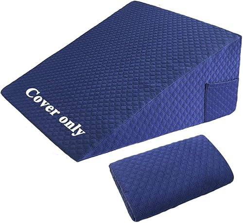 NEPPT Funda de almohada de cuña acolchada triangular inclinada para cama, funda de almohada inclinada (24 x 25 x 12 pulgadas) con bolsillo y cremallera, funda de repuesto lavable a máquina