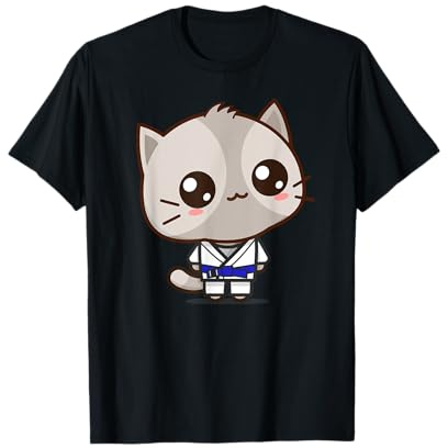 BJJ jiu jitsu cintura blu kawaii gatto brasiliano Maglietta