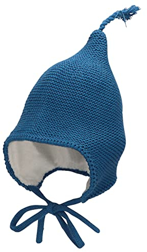 Sterntaler Baby Jungen Strickmütze GOTS - Zipfel Mütze aus Baumwolle Mit Bindeband - Mittelblau, 51