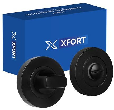XFORT Matt Black Thumb Turn Lock - Bathroom Door Lock Deadbolt Kit - Thumb Turn & Release Mechanism Ideal for Internal Wooden Toilet Door Locks