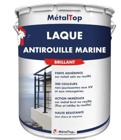 Metaltop - Laque Antirouille Marine - Blanc pur - RAL 9010 - Pot 5 L