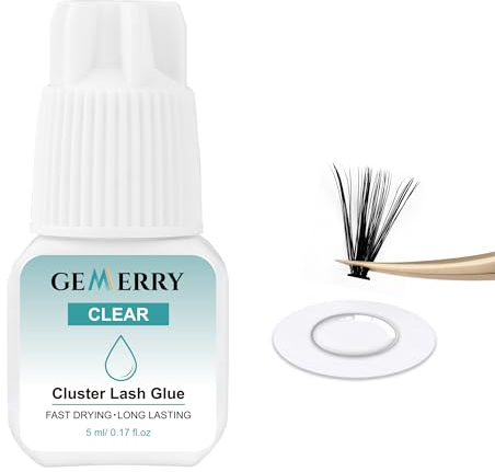 GEMERRY Cluster Lashes Kleber - 5ML Langanhaltender Wasserdichter Einzelner Cluster Erweiterungen Kleber Transparenter Wimpernkleber
