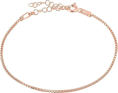 Einzelstück® Premium Silber Armband 925Venezianer Kette I schlichtes Panzerarmband I Armkette 18K Gold Damen (Simplicity Armkette Rosegold)…