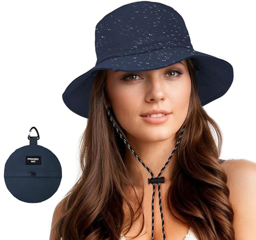 Durio Regenhut Damen Wasserdicht Fischerhut Damen Herren Anglerhut Bucket Hat Sonnenhut Faltbar Tragbar Outdoor Sommerhut Marineblau