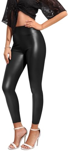 Zhiaek Leggins Cuero Mujer Push Up Pantalon Polipiel Mujer Cintura Alta Pantalón Elásticos Leggins Termicos Invierno Disfraz Halloween