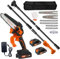 Scie à pole sans fil 2 en 1, scie à branches haute, tronçonneuse manuelle avec chaînes de 4 et 6 pouces, 2 batteries rechargeables de 21 V, portée de 2,3 m (EU)