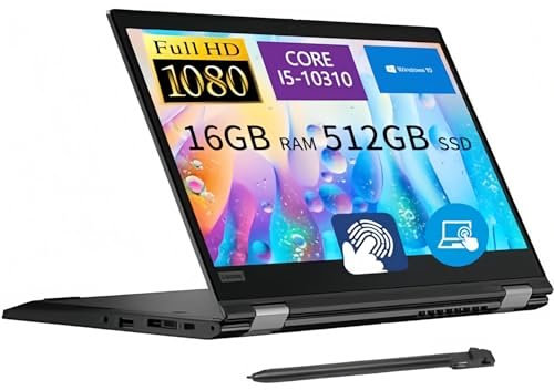 Lenovo ThinkPad L13 Yoga Gen 1 2-in-1 Touchscreen, 13,3 Zoll FHD, Intel Core i5-10310U, 16 GB RAM, 512 GB SSD, Stylus Pen, US-Tastatur, Windows 10 Pro (Generalüberholt)