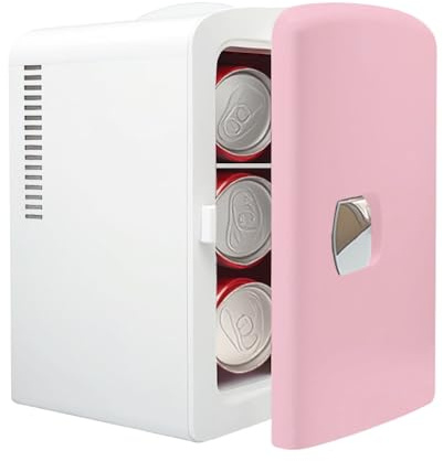 iTOMA 4-Liter-Mini kühlschrank & -Warmer, 6-Dosen-tragbarer Kühler – Kompakter Kühlschrank für Lebensmittel, Pflegeprodukte, Bürotisch, Auto, AC/DC-Stromanschluss, Pink K4106MTPK