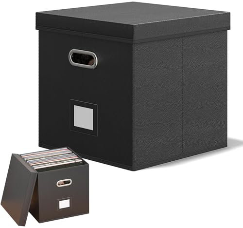 Caja de almacenamiento plegable para discos de vinilo de 12 pulgadas, caja de almacenamiento C D con capacidad para más de 80 discos individuales, organizador de LP para álbumes, pasaportes