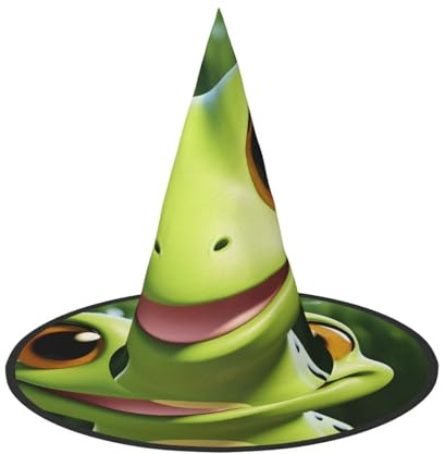 STVYUKL Chapeau de sorcière d'Halloween mignon grenouille 1, chapeau de sorcière flottant pour homme et femme, accessoires de costume d'intérieur ou d'extérieur, décorations d'Halloween pour porche