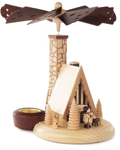 Wooden Forest Hous Incense Pyramid for Tea Lights, Original Erzgebirge Handicraft, Limited Edition