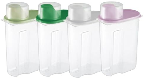 Juego de latas para la cocina, con tapa, 4 unidades de 2,5 L, transparentes, herméticas, tarros de almacenamiento para la cocina, para alimentos, azúcar, arroz, hornear, galletas, aperitivos