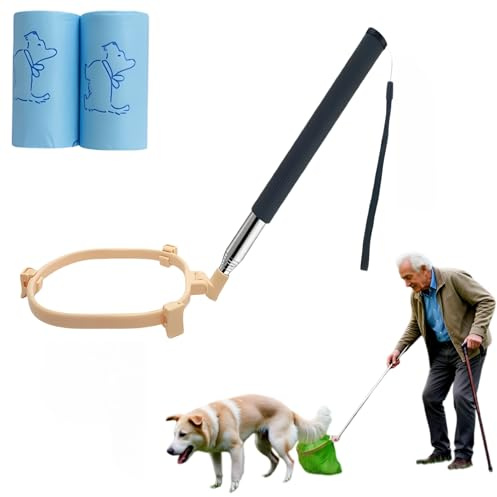 Hund bagguppsamling - teleskopisk hundspade 81 cm, utan att böja sig | lätt med en hand, för äldre och ryggsmärta, alla golv, hundskräp