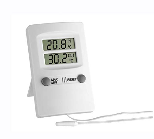 TFA Dostmann Digitales Innen-Außen-Thermometer, Innen- und Außentemperatur, Höchst- und Tiefstwerte, funktionales Design, L 70 x B 20 (70) x H 110 mm
