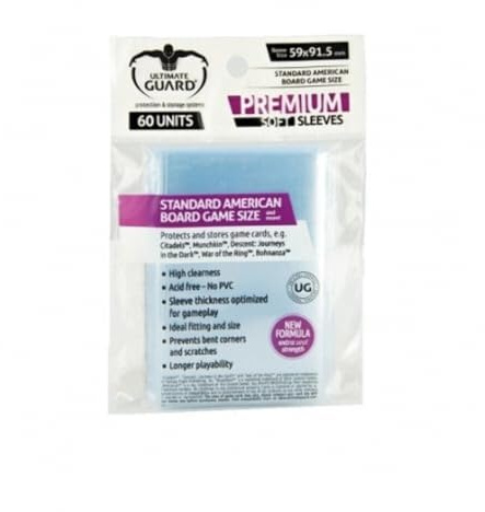 Ultimate Guard Standard American Premium Soft Sleeves for Board Game Cards (Transparent)