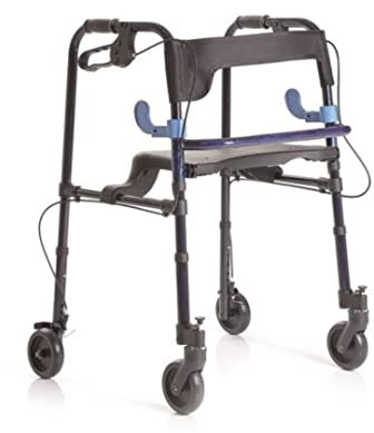 Rollator pieghevole in alluminio verniciato con 2 leve 2 ruote piroettanti con blocco 2 ruote fisse con freni Art. RP751
